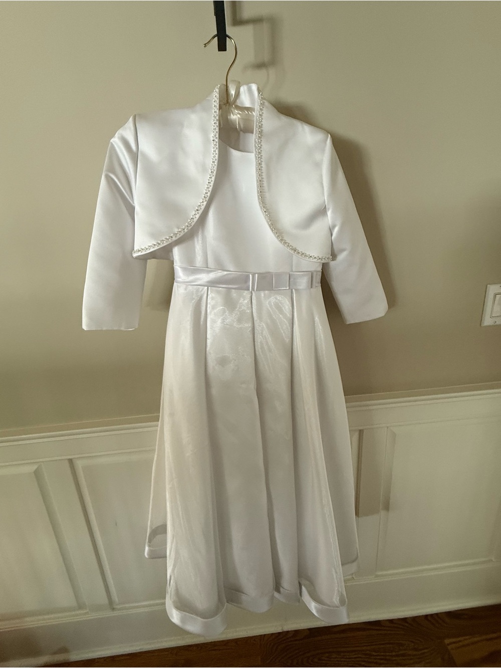 BAJABELLA White Satin Girls Formal Dress/Flower Girl/communion with Bolero